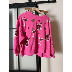 Mary Square Sweatshirt Millie Holiday Spirits Pink Size Large